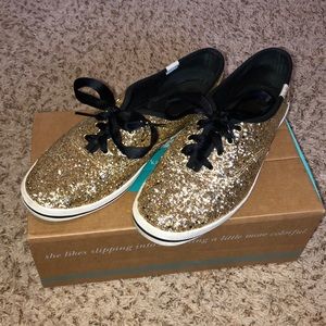 Size 7.5 gold glitter Kate Spade Keds